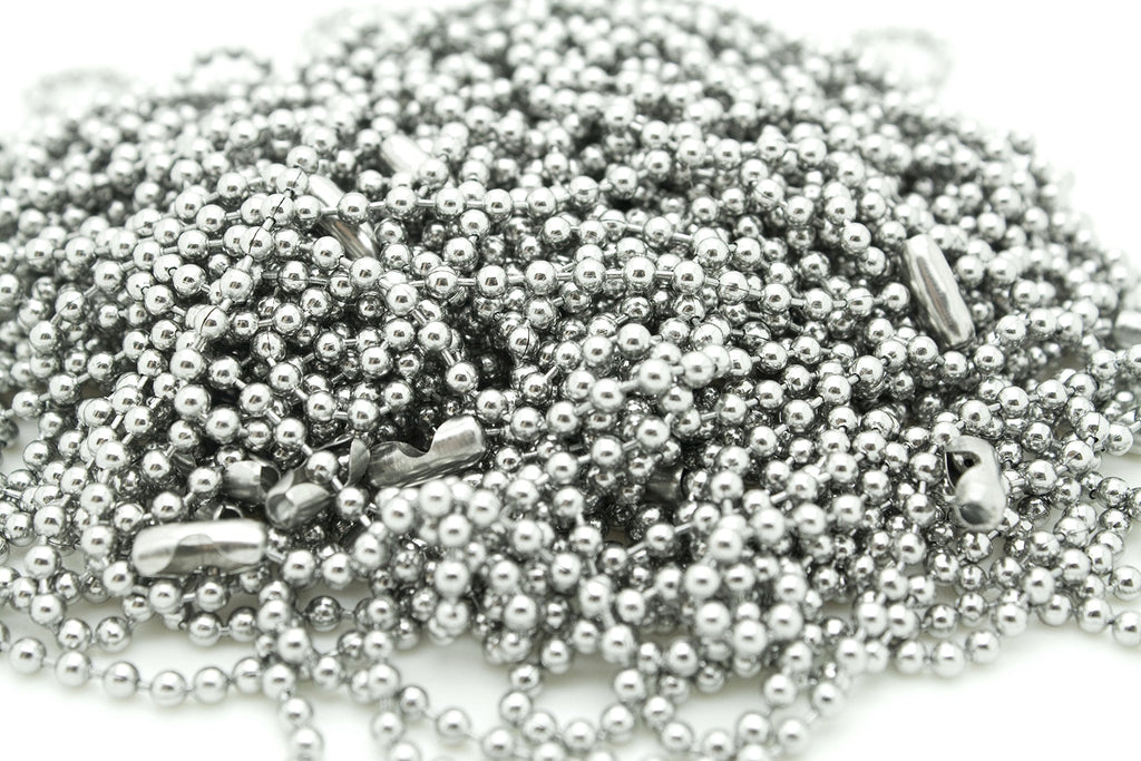 30 inch Military Spec Stainless Steel 2.4mm Ball Chain Necklaces - pack of 100 pcs