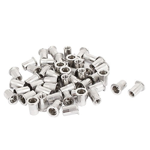 uxcell M6 thread 304 stainless steel rivet nut inserts, 50-piece set