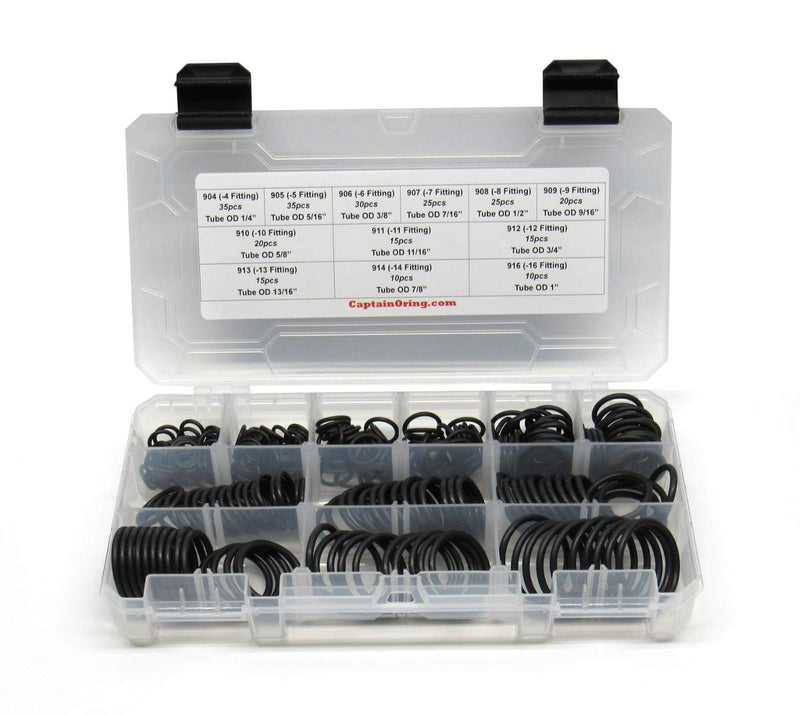 [Australia - AusPower] - Captain O-Ring - ORB BOSS Hydraulic Fitting SAE 900 O-Ring Seal Kit (Buna-N 70-255 Piece Kit, 12 sizes) 