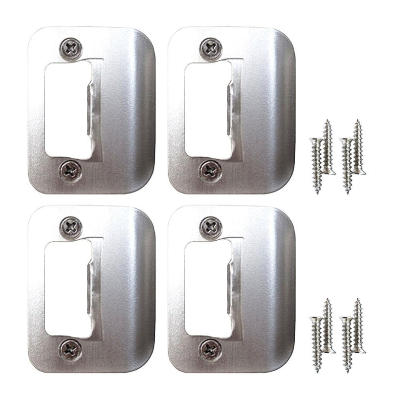Gator Door Strike Plate with Screws, – 2-1/4" by 1-3/4" Universal Latch Restorer Alloy Steel Lock Hardware for Interior and Exterior Doors, Replacement Door Latch Plate | Satin Nickel 4-Pack