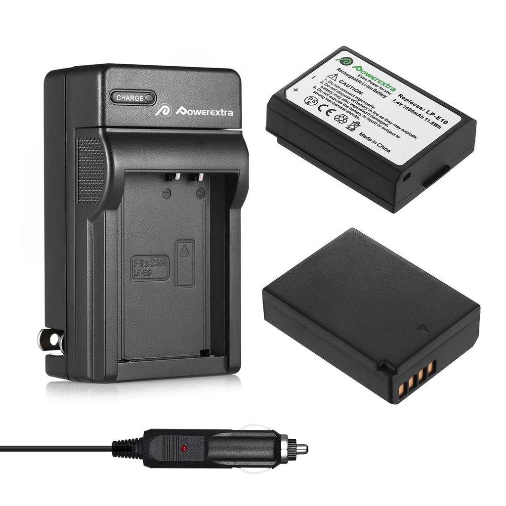 [Australia - AusPower] - Powerextra 2 Pack LP-E10 Battery and Charger Compatible with Canon Rebel T3 T5 T6 T7 Kiss X50 Kiss X70 1100D 1200D1300D 2000D 1500D Digital Cameras 