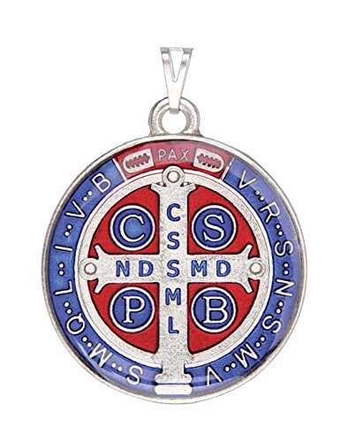 Intercession Saint Benedict Color Medal Silver - Large 1-1/4 Inches