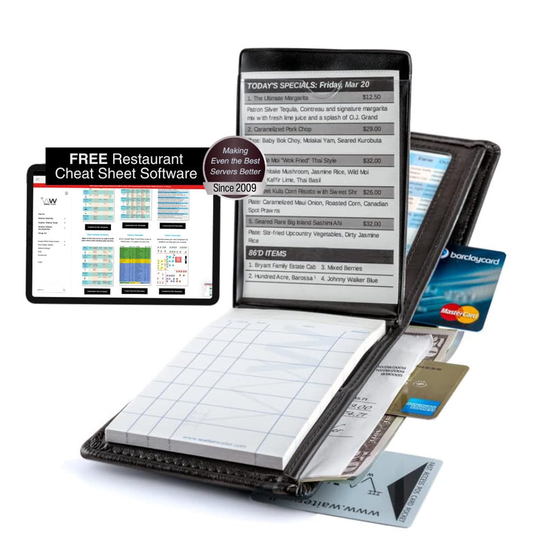 [Australia - AusPower] - Jr. Deluxe Server Book Organizer with Clear Pocket Insert | includes Restaurant Guest Order Pad |Pocket Size fits Apron and most Pant Pockets | 4" x 5.75" Jr. Deluxe (4" x 5.75") Black 