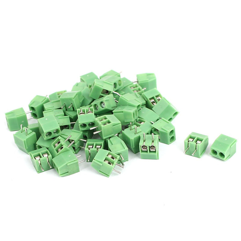 [Australia - AusPower] - uxcell 50 Pcs 2 Pin Screw Terminal Block 3.5mm Pitch Panel PCB Mount Green 
