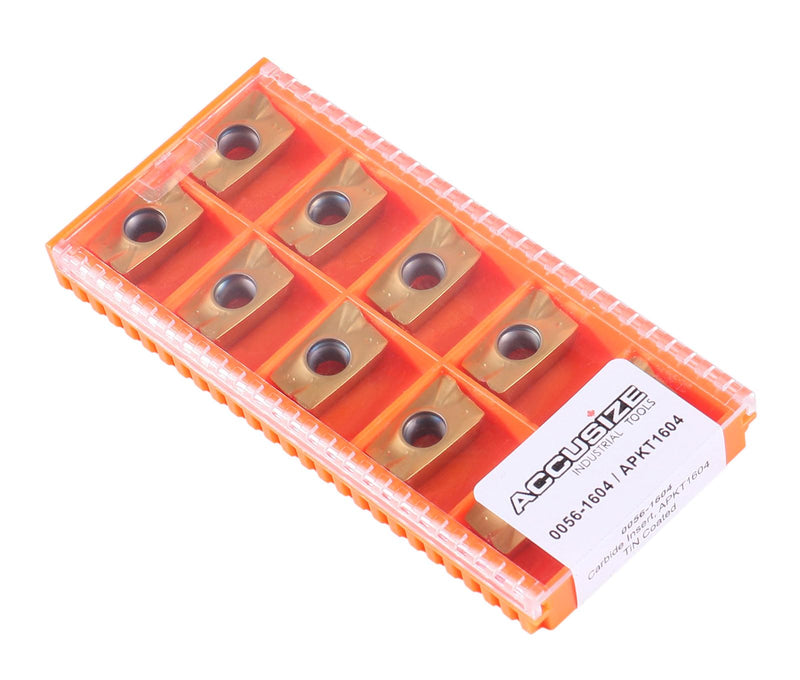 [Australia - AusPower] - Accusize Industrial Tools Tin Coated APKT1604 Carbide Inserts, Set of 10 Pieces, 0056-1604x10 