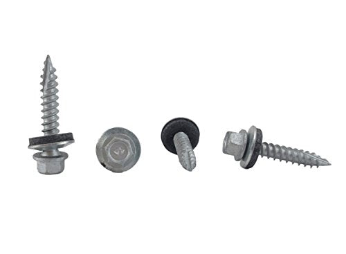 Chenango Supply #9 x 1-inch hex washer head metal roof screws, sheet metal screws in package