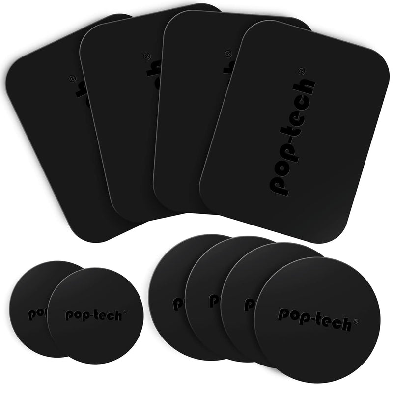 [Australia - AusPower] - Metal Plate for Phone Magnet, 10 Pack Replacement Magnet Disc Magic Mount Plate with Adhesive Backing for Magnetic Car Holder Cradle Stand (Dashboard/Vent/CD Slot/Windshield)- Rectangle & Round Black 