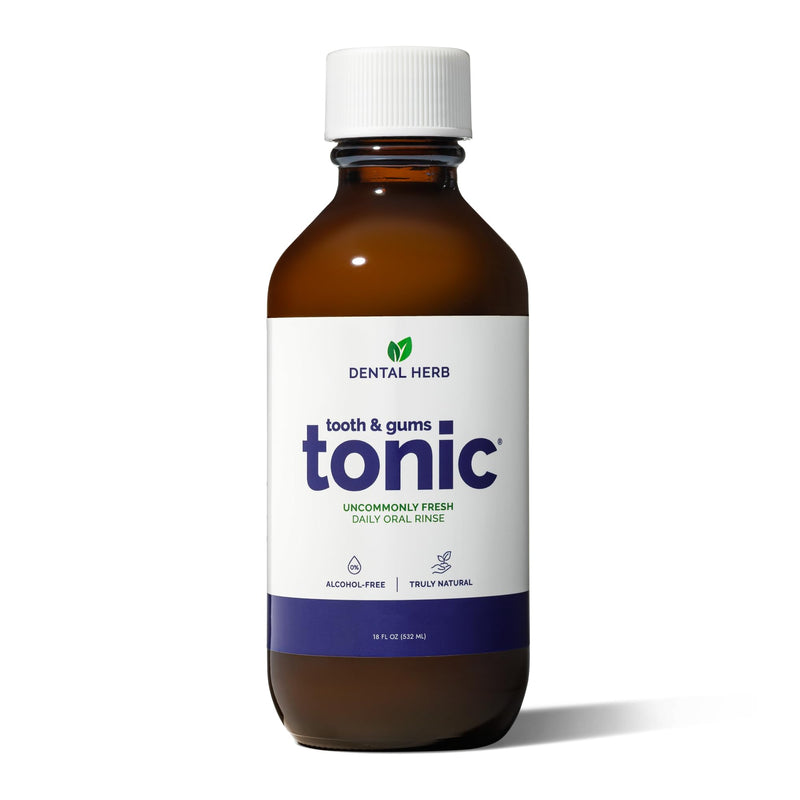 Tooth & Gums Tonic – Truly Natural Oral Rinse, Plant-Based, Alcohol-Free, Fluoride-Free, Herbal Extracts & Essential Oils, Fresh Breath & Daily Gum Care, 18 fl oz – Dental Herb Company 18 Fl Oz (Pack of 1)