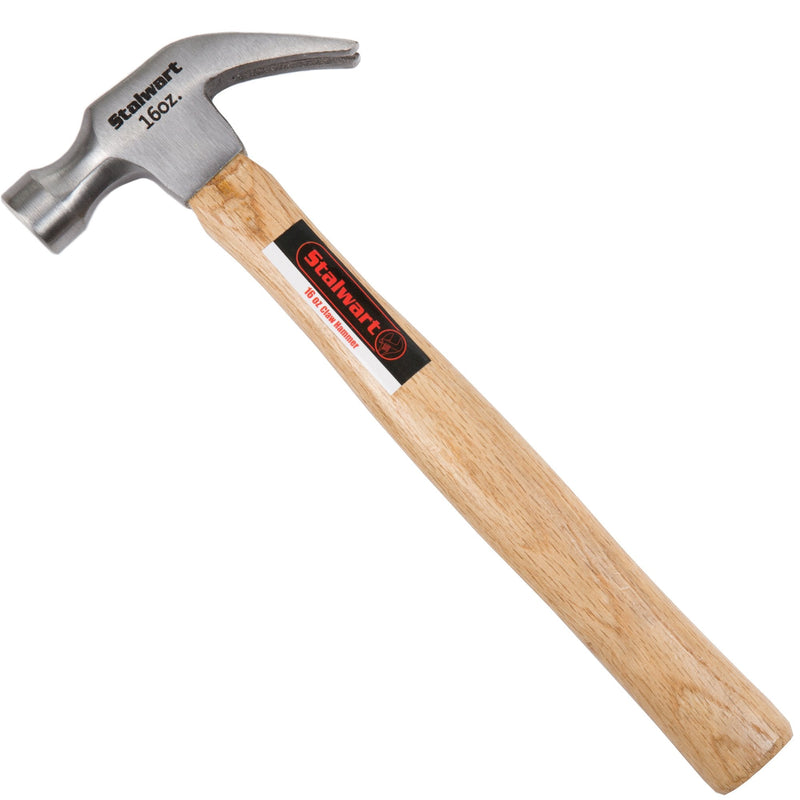 [Australia - AusPower] - 16-Ounce Claw Hammer - Basic Hand Tool for DIY and Woodworking with Natural Wood Anti-Vibration Handle and Drop-Forged Steel Head by Stalwart 