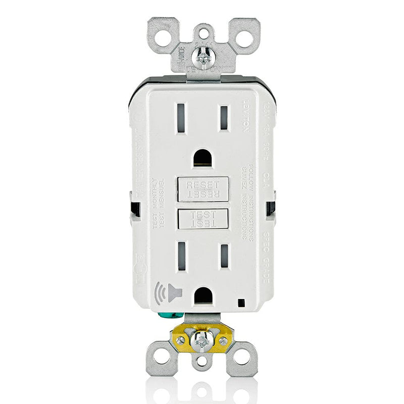 [Australia - AusPower] - Leviton GFCI Outlet with Audible Alarm, 20 Amp, Self Test, Tamper-Resistant with LED Indicator Light, Great for Refrigerators in Garages, GFTA2-W, White 20A GFCI, Audible Alarm 
