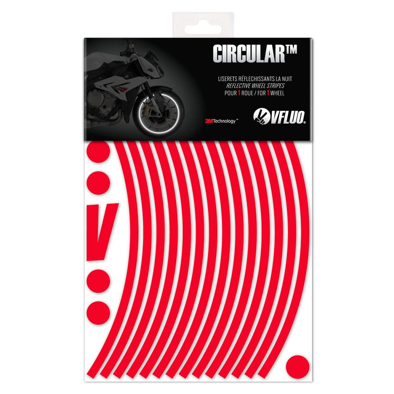VFLUO - Motorcycle Reflective Wheel Stripes kit, 1 Wheel Rim Stickers Pack, 3M Technology™ - High lateral Visibility, Discreet and Design, Easy Installation