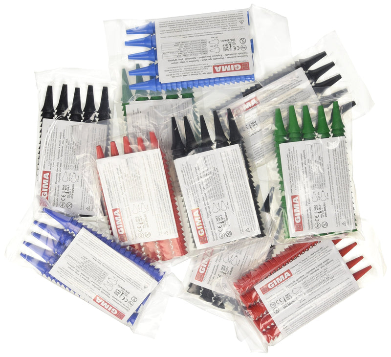 Gima - Mini Disposable Ear Speculum, Assorted Colors (Black, Green, Blue, Red) and Diameter (Ø 4 and 2.5 mm), Latex-Free, Pack of 1000