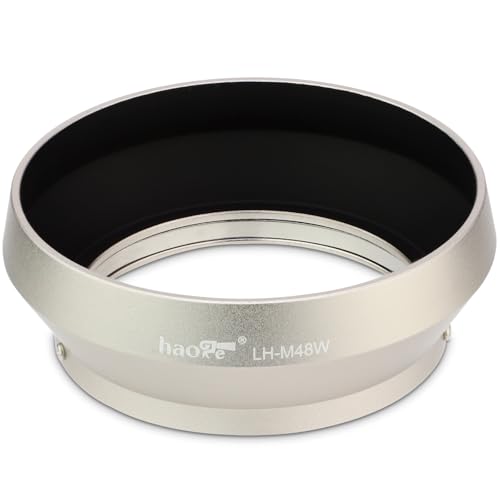 Haoge LH-M48W Metal Lens Hood Shade for Olympus M.ZUIKO Digital 17mm F1.8 Lens Replace LH-48B Silver [Silver-Round]