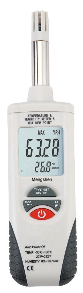 [Australia - AusPower] - Mengshen Digital Psychrometer - Handheld Backlight Temperature Humidity Meter Gauge with Dew Point and Wet Bulb Temperature - Battery Included, M350 