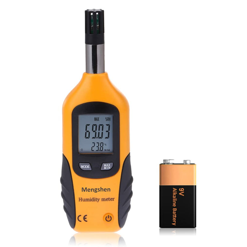 [Australia - AusPower] - Mengshen Digital Psychrometer - Handheld Temperature and Humidity Meter Gauge with Dew Point and Wet Bulb Temperature - Battery Included 