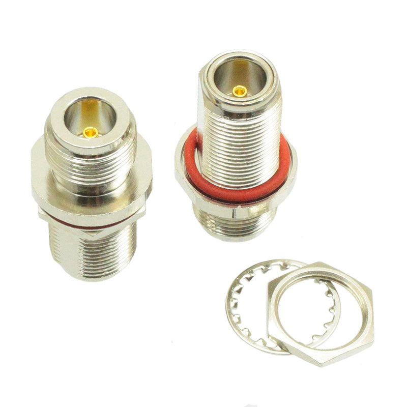 [Australia - AusPower] - bestkong 2PCS Premium N Female to Female Connector, Bulkhead Silver Panel Mount Adapter 