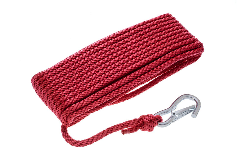 Attwood 11736-7 Solid Braided MFP Anchor Line, Red, Spring Hook, 3/8-Inch Diameter, 50 Feet Long, Kink-Resistant 3/8-Inch x 50-Feet