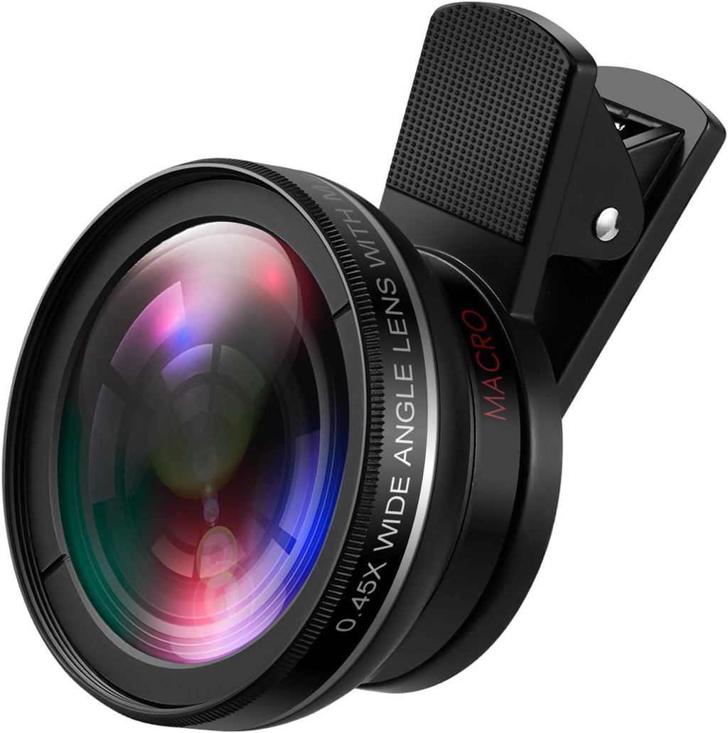 [Australia - AusPower] - Criacr Phone Camera Lens, 0.45X Super Wide Angle Lens, 15X Macro Lens, Clip-On 2 in 1 Professional for iPhone Lens Kit for TIK Tok, Vlog, Yotube, Compatible with iPhone, Samsung, Google Pixel 