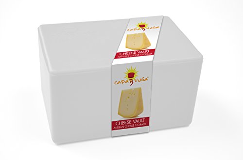 CapaBunga Cheese Vault with Divider - Reusable Artisan Cheese Storage Container for Fridge - Food Grade Silicone Cheese Container 6x4x3.5” - Cheese Keeper for Refrigerator - White Cheese Holder