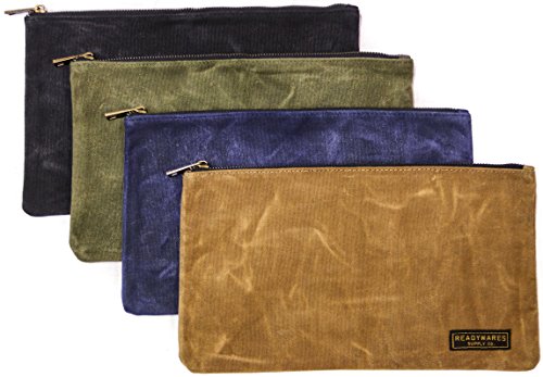 Readywares 4-pack of small waxed canvas zipper tool pouches for organized storage