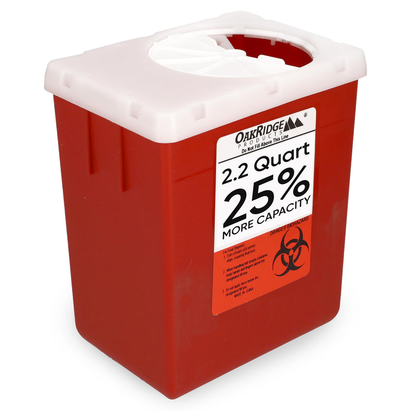 [Australia - AusPower] - Oakridge Products Transparent Sharps Container for Home Use and Professional 2.2 Quart (1-Pack), Touchless Biohazard Needle and Syringe Disposal, Rotating Lid, CDC Certified 1 
