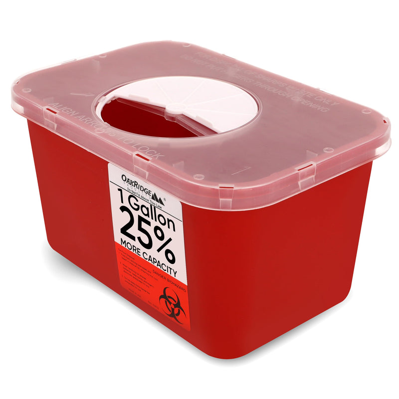 [Australia - AusPower] - Oakridge Products Large Sharps Container for Home Use and Professional 1 Gallon (1-Pack), Biohazard Needle and Syringe Disposal, Rotating Lid, CDC Certified 