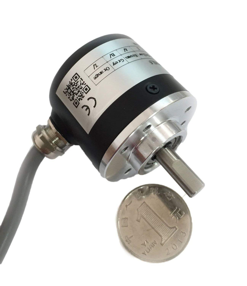 [Australia - AusPower] - 38mm Outer 6mm Solid Shaft Incremental Optical Rotary Encoder GHS38-6G 1024PPR Line Driver Output 5V Voltage Supply Line Driver With 5v 