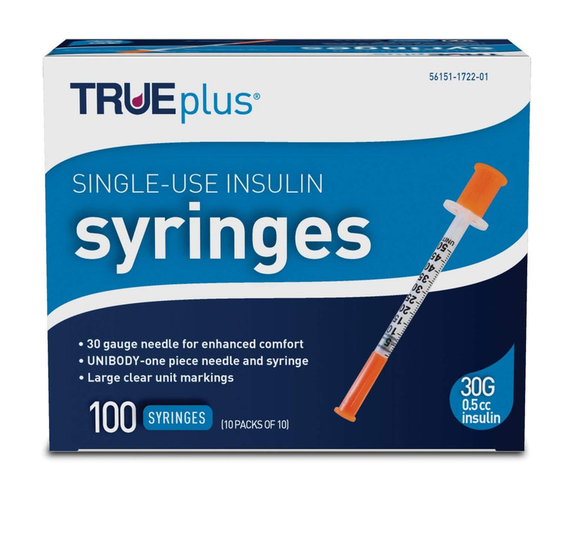 [Australia - AusPower] - TRUEplus - Insulin Syringes 30g 0.5cc 5/16" (Pack of 100) 