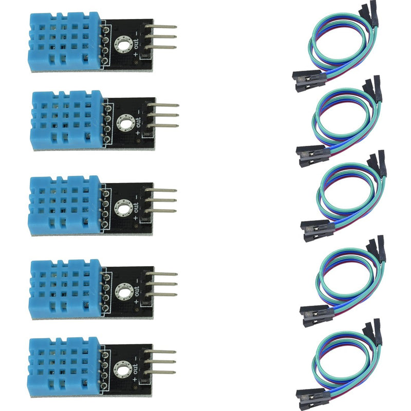 [Australia - AusPower] - HiLetgo 5pcs DHT11 Digital Temperature & Humidity Sensor Module - 3.3V-5V, 0-50C, 20%-95% RH with Dupont Wires 