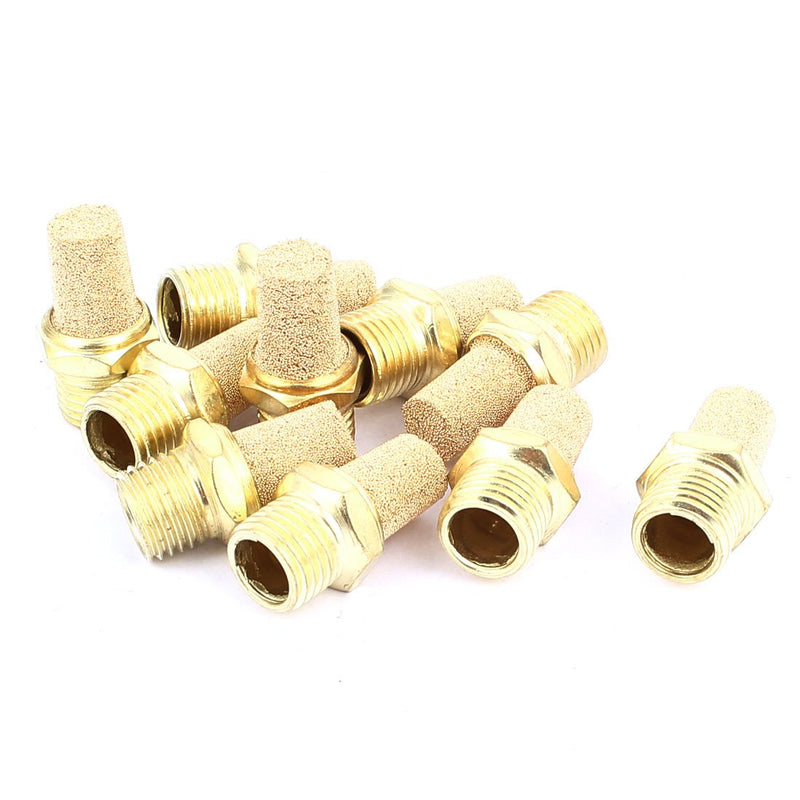 [Australia - AusPower] - uxcell® 1/4PT Male Thread Pneumatic Muffler Filter Exhaust Brass 10 Pcs 