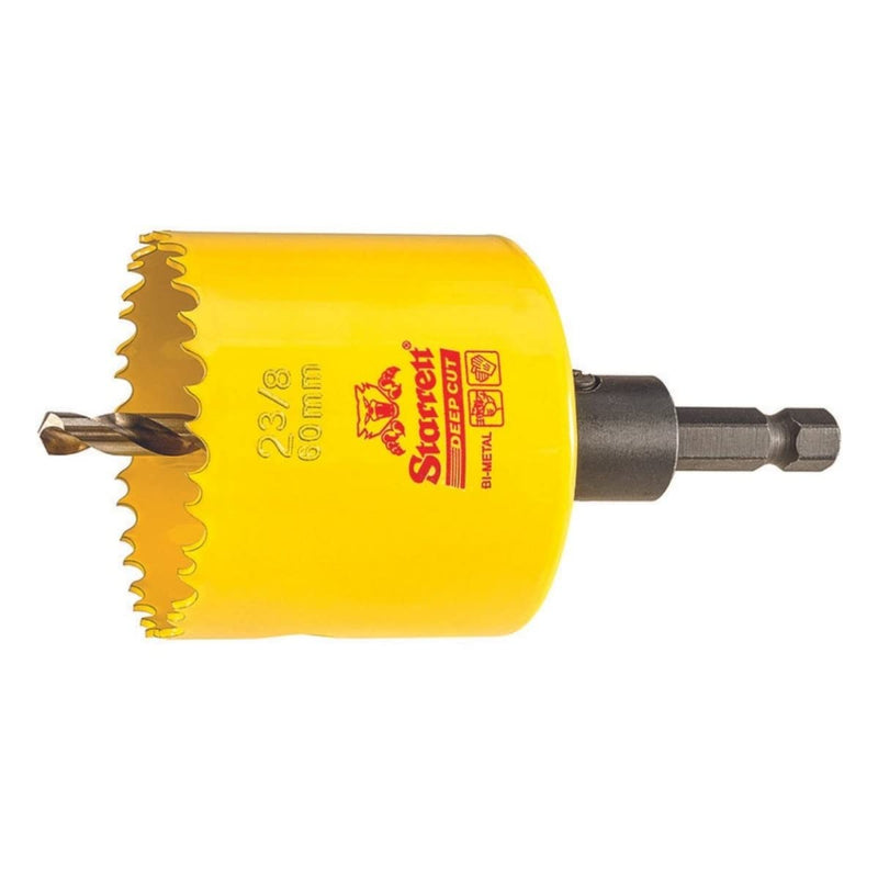 Starrett Bi-Metal Deep Cut Hole Saw with Arbor and Abrasion Resistant HSS Teeth - Ideal for Cutting Metal, Steel, and Wood - 2-3/8" Diameter, 2" Depth - ADCH0238 2-3/8"