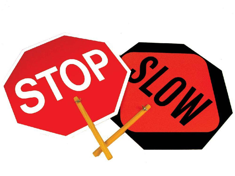 NMC One Double Sided Stop/Slow Sign Safe-T-Paddle, Lightweight Durable Hardboard Traffic Safety Sign, 18" x 18" Octagon, PS1