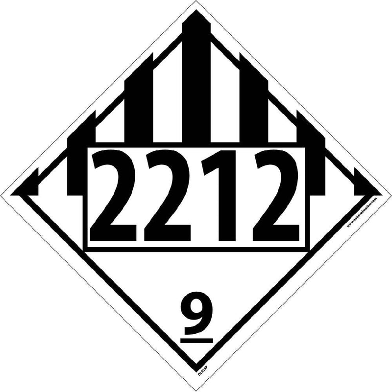 NMC DL82BP National Marker Dot Placard Sign,Four Digit 2212, 10 3/4 Inches x 10 3/4 Inches, Ps Vinyl