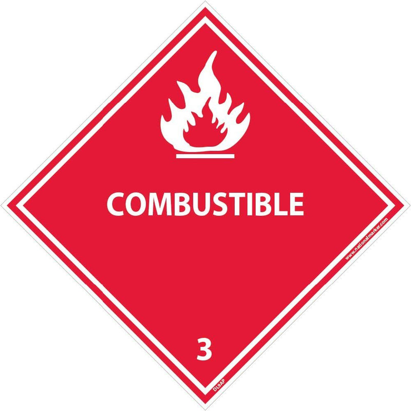 NMC DL9AP National Marker Dot Shipping Labels, Combustible 3, 4 Inches x 4 Inches, Ps Vinyl, 25/pk (Pack of 25)