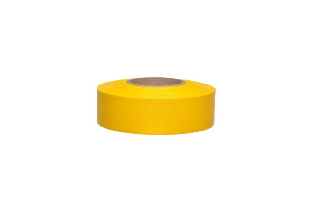 NMC FT5 Flagging Tape - 1.1875 in. x 300 ft., Yellow, Blank Non-Adhesive Vinyl Marker Tape, 3 mm Thickness