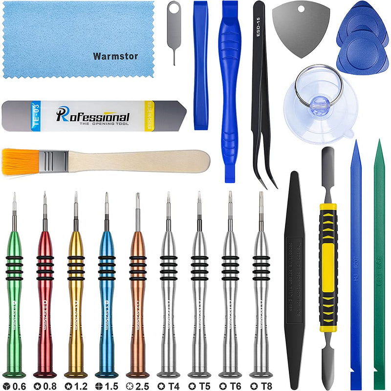 [Australia - AusPower] - 24 Pieces Opening Repair Tool Kit Screwdriver Set for Fix Apple iPhone 15 14 13 12 11 Pro Max XS XR X 8 7, iPad PC Tablet Xbox PS4 Smartwatch Camera Cellphone Pry Open Replace Screen Battery 