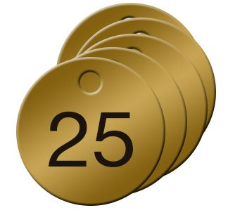Numbered Solid Brass Valve Tags (1-25) 1-25