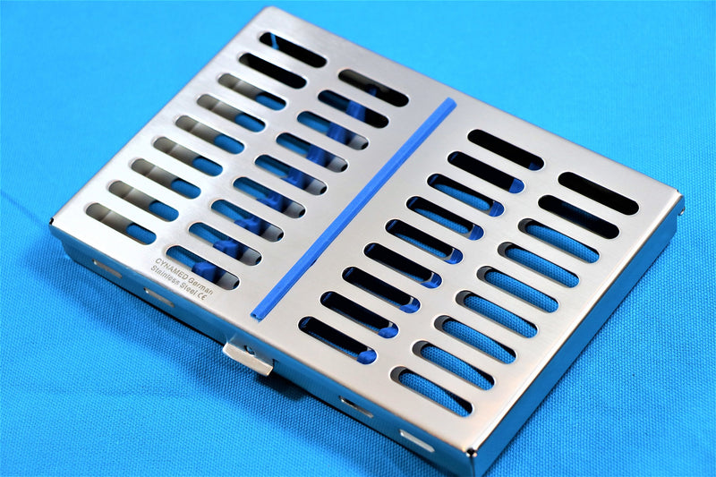 [Australia - AusPower] - German Steel Dental Autoclave Sterilization Cassette Rack Box Tray for 10 Instruments 