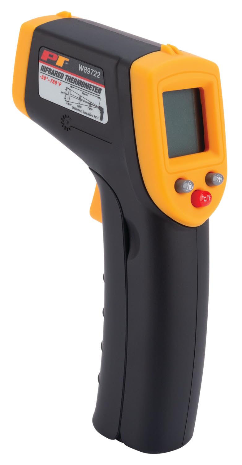 [Australia - AusPower] - Performance Tool W89722 Non-Contact Digital Laser Infrared Thermometer, Orange and Black With 12:1 Spot Ratio 
