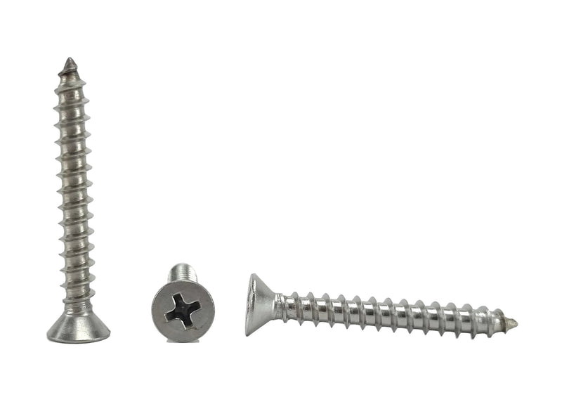 #10 X 1-1/2" Stainless Phillips Flat Head Sheetmetal Screw (1/2" to 2" in Listing) 100 Sheet Metal Screws, 82 Degrees (#10 x 1-1/2") #10 x 1-1/2"