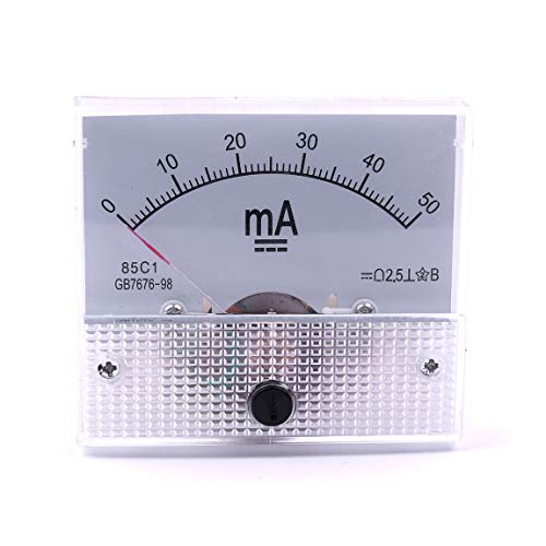 ATOPLEE DC 0-50mA analog amperemeter panel meter gauge with 85C1 scale and black clamp-style casing