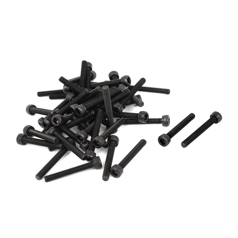 [Australia - AusPower] - 100Pcs M3x22mm Socket Hex Head Cap Screws Metric Alloy 12.9 Steel Fully Threaded Knurled Bolt Machine Black 