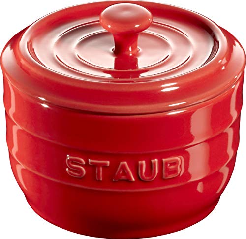Staub Salt Crock 40511-562 Ceramic Salt Stocker, 3.9 inches (10 cm), Storage Container, Seasoning red (cherry)
