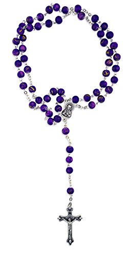 Venerare Glass Bead Catholic Rosary - Multicolor Amethyst