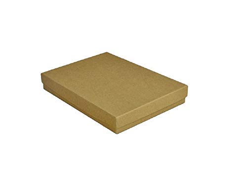 RJ Displays -25 Pack Cotton Filled Brown Kraft Paper Cardboard Large Jewelry Box for Necklace, Jewelry Set, Belt Buckle, Bracelets Display and Packaging Size-5 3/8" x 3 7/8" x 1"