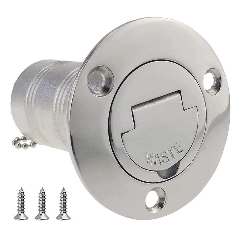 ISURE MARINE 1-1/2"(38mm) Boat Gas/Fuel/Diesel/Water/Waste Deck Fill/Filler with Keyless Cap 1-1/2" Marine Mirror- Polished 316 Stainless Steel Hardware for Boat Yacht Caravan WASTE 1-1/2"