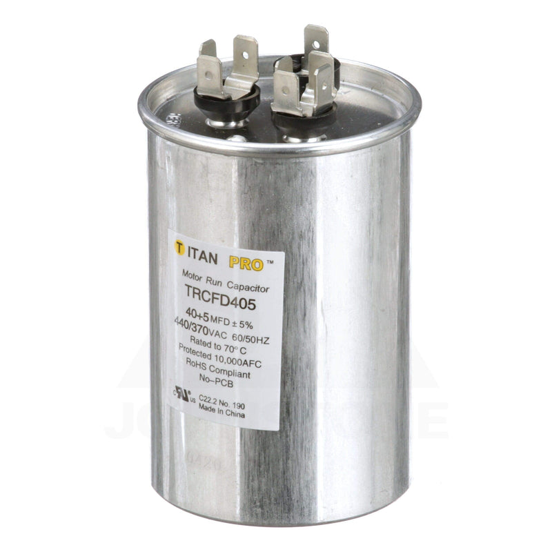 [Australia - AusPower] - TitanPro TRCFD405 HVAC Round Dual Motor Run Capacitor. 40/5 MFD/UF 440/370 Volts One Size 