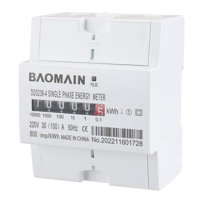 Baomain DDS238-4 DIN Rail Single Phase Kilowatt Hour kwh Meter 220V 30A (100A) Wheel Counter Electricity Meter for AC Systems