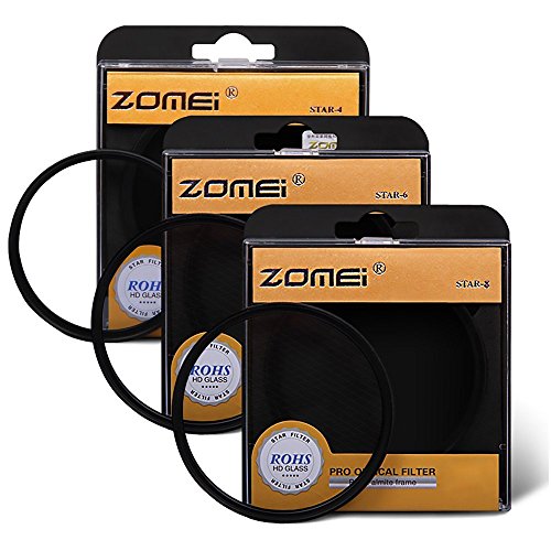 Zomei 52MM 3 Pieces +4 +6 +8 Points Star Filter Lens Filters Kit for Nikon D3300 D3200 D3100 D3000 D5300 D5200 D5100 D5000 D7000 D7100 DSLR Camera, Made of HD Glass and Aluminum Frame Material