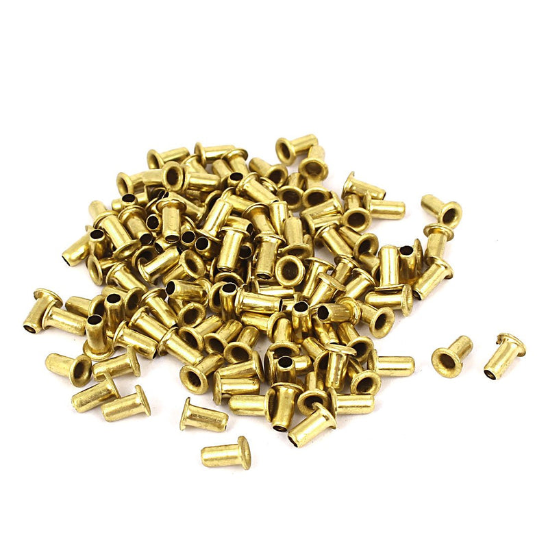 [Australia - AusPower] - uxcell a16032800ux0882 100pcs 3mm x 6mm Brass Plated Rivets Hollow Grommets PCB Circuit Board 